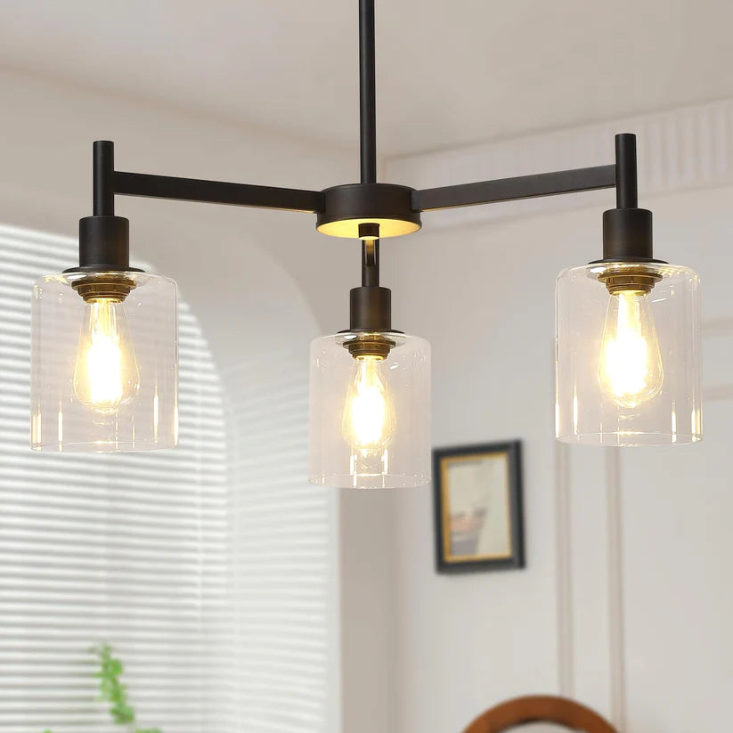 1 Iron + Glass Cover Round Glass Cover Chandelier