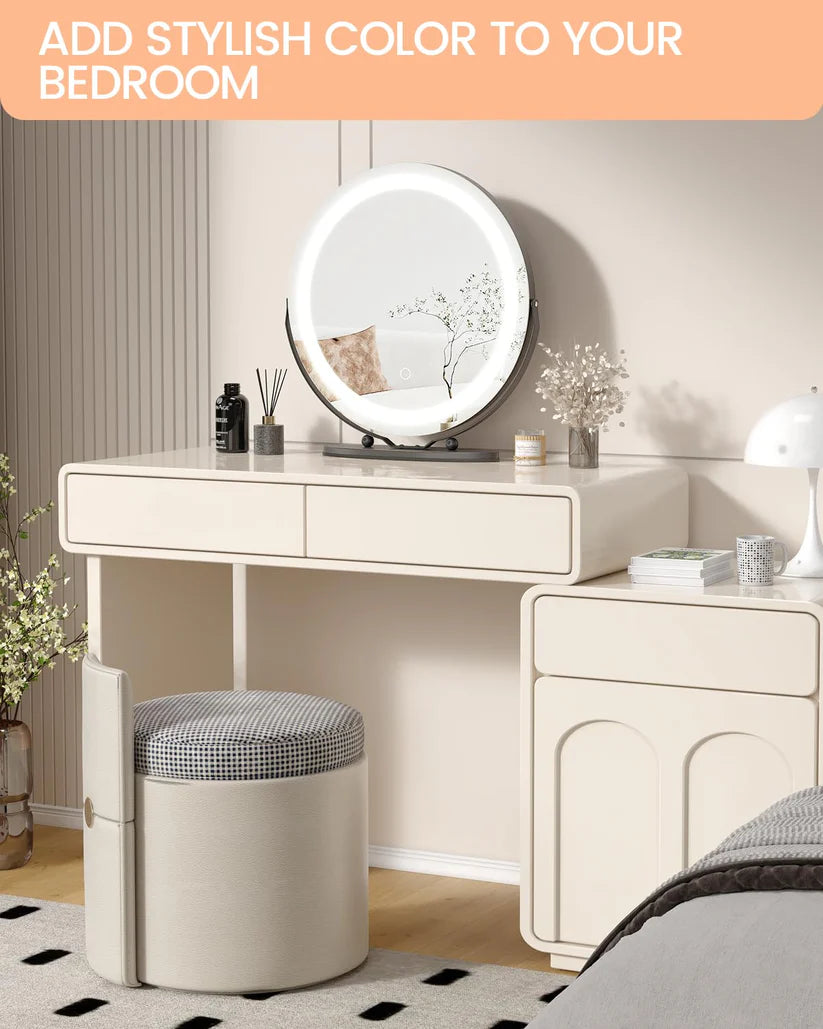 1 Set Of Aluminum Alloy + Glass Desktop Led Makeup Mirror