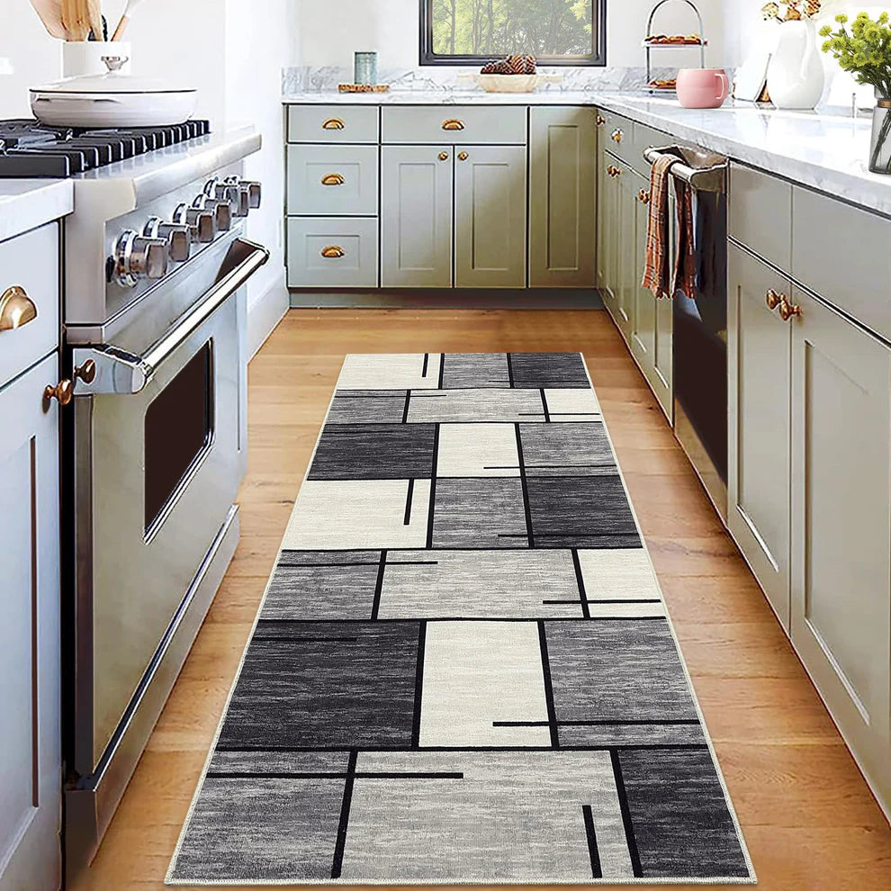 980GSM Polyester Terry Velvet Printed Carpet – Modern 12 Grid SY-2331