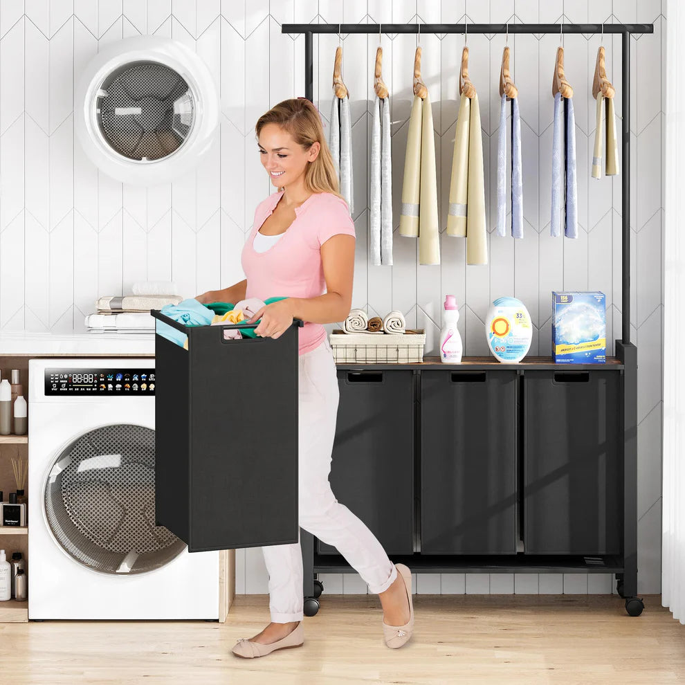 1 Set Ironwood Hanging Laundry Basket