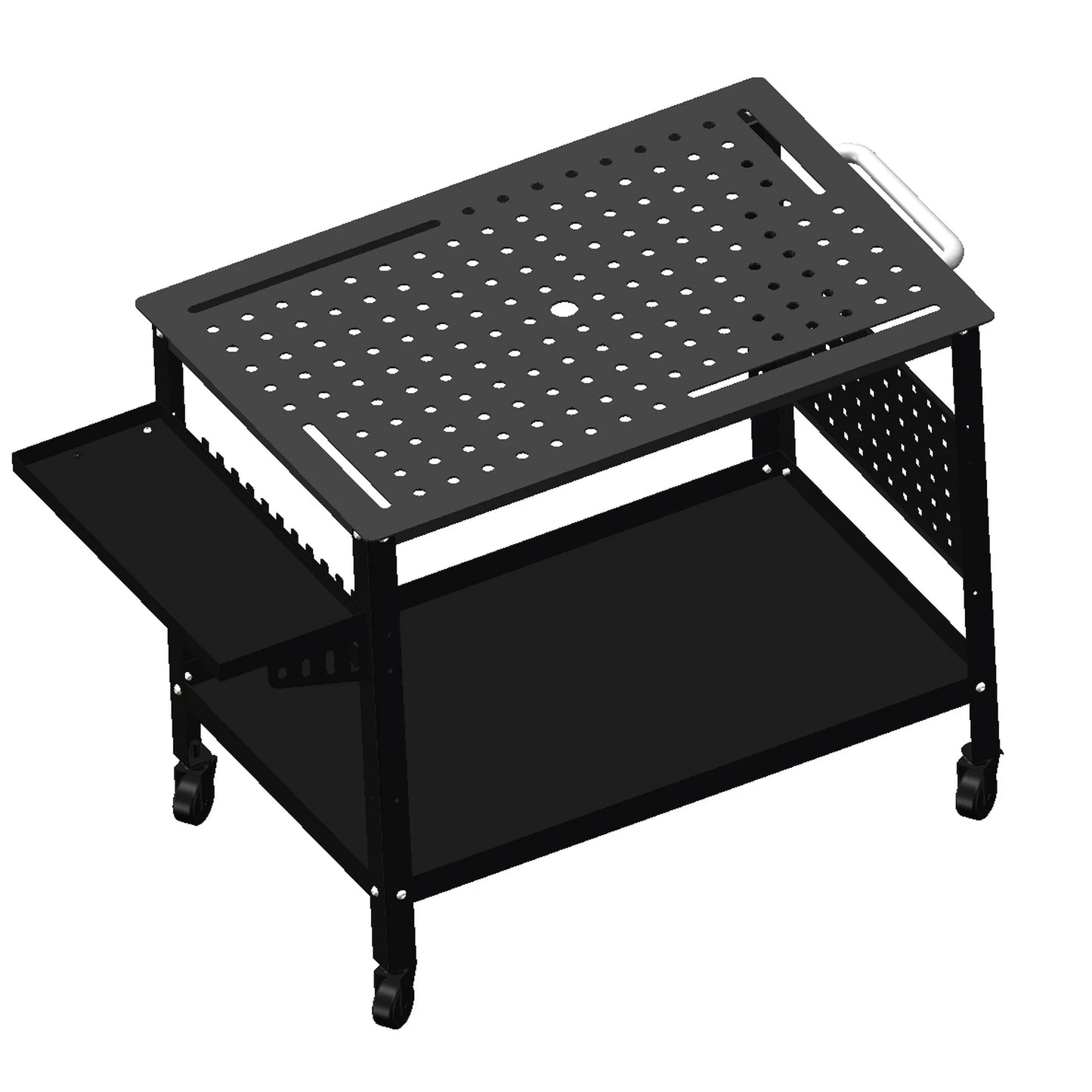 Heavy-Duty Welding Workbench – 36"×24" with Wheels & Side Trays, 600 lb Capacity