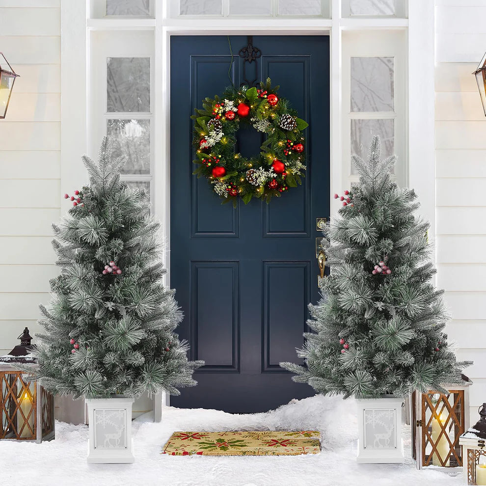 1 Plastic, Iron Christmas Tree-3Ft Imitation Fiber Optic Light Flocking Tree