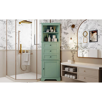 Triangle Tall Corner Cabinet – Drawers & Adjustable Shelves with Door