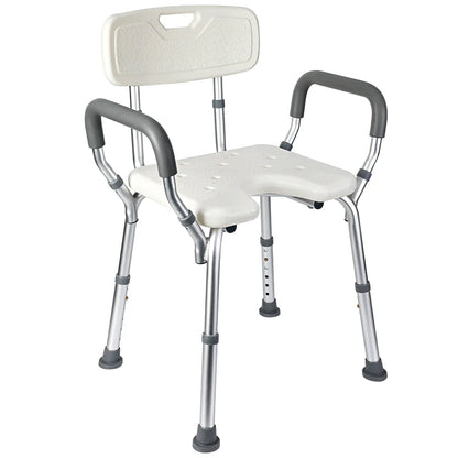 Aluminum Tube & Plastic Shower Chair – U-Shaped Seat with Backrest