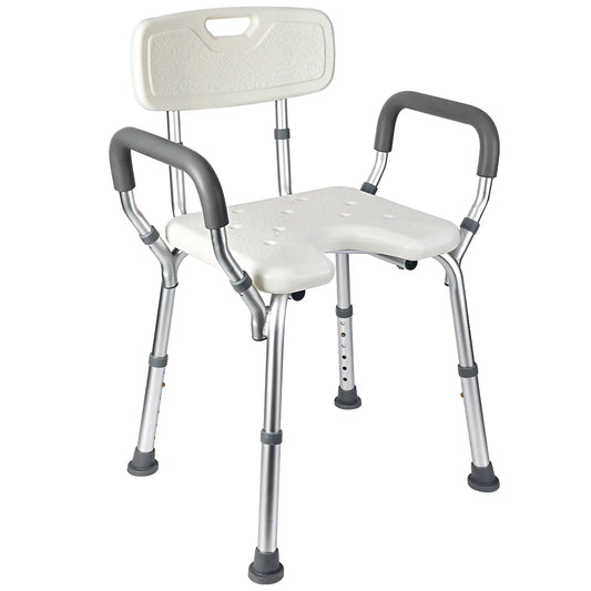 Aluminum Tube & Plastic Shower Chair – U-Shaped Seat with Backrest