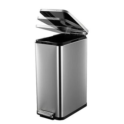 50L Vertical Pedal Trash Can – 410 Stainless Steel, Iron Wire & PP