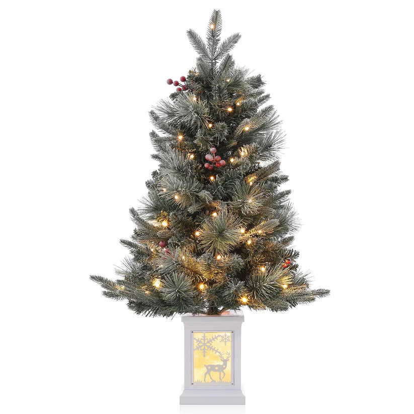 1 Plastic, Iron Christmas Tree-3Ft Imitation Fiber Optic Light Flocking Tree