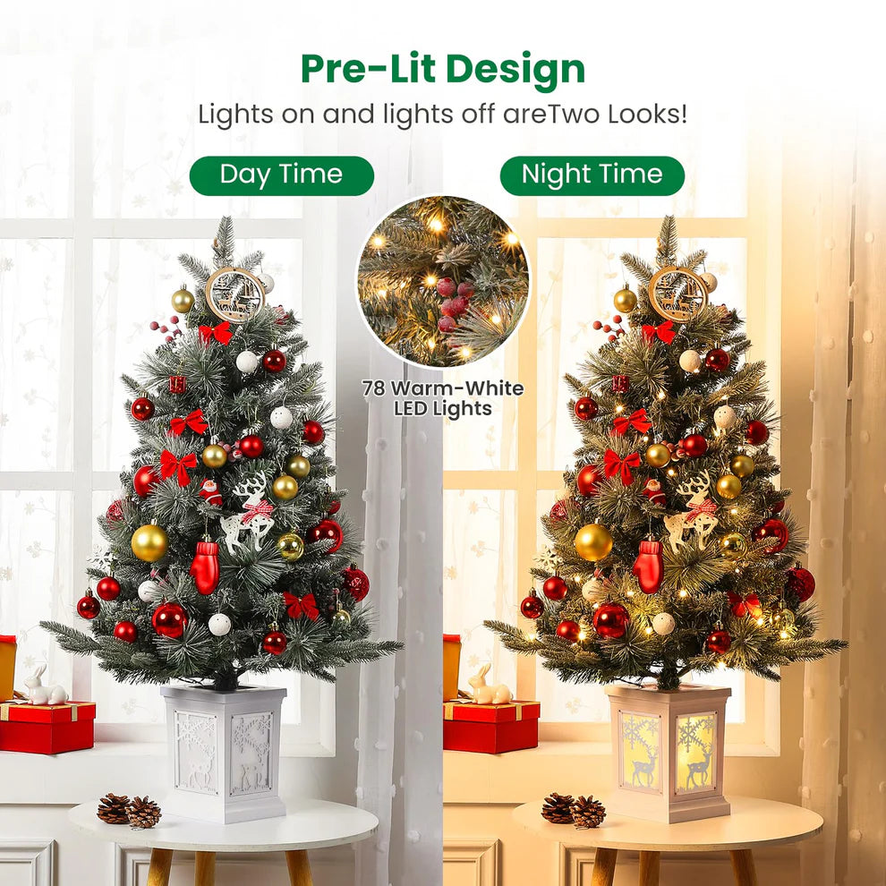 1 Plastic, Iron Christmas Tree-3Ft Imitation Fiber Optic Light Flocking Tree