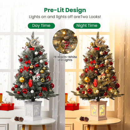 1 Plastic, Iron Christmas Tree-3Ft Imitation Fiber Optic Light Flocking Tree