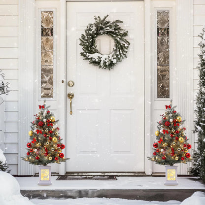 1 Plastic, Iron Christmas Tree-3Ft Imitation Fiber Optic Light Flocking Tree