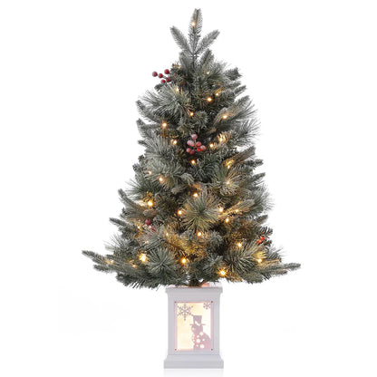 1 Plastic, Iron Christmas Tree-3Ft Imitation Fiber Optic Light Flocking Tree
