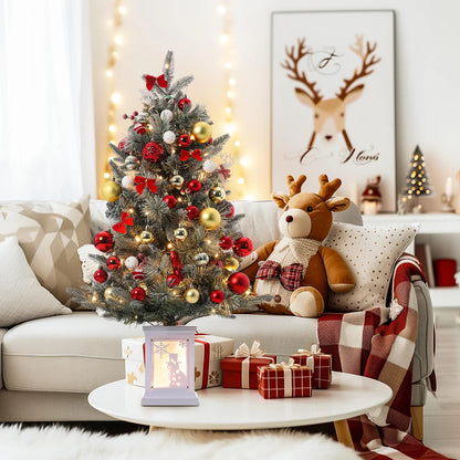 1 Plastic, Iron Christmas Tree-3Ft Imitation Fiber Optic Light Flocking Tree