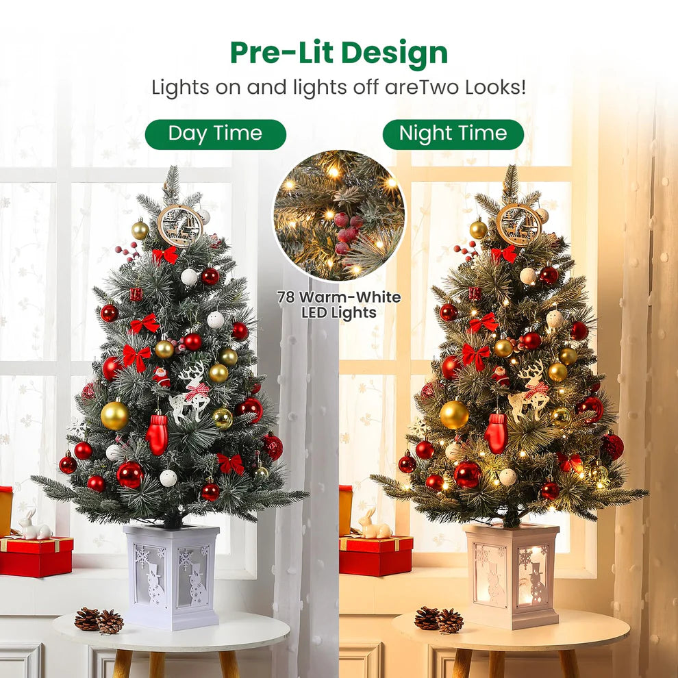 1 Plastic, Iron Christmas Tree-3Ft Imitation Fiber Optic Light Flocking Tree