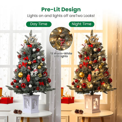 1 Plastic, Iron Christmas Tree-3Ft Imitation Fiber Optic Light Flocking Tree