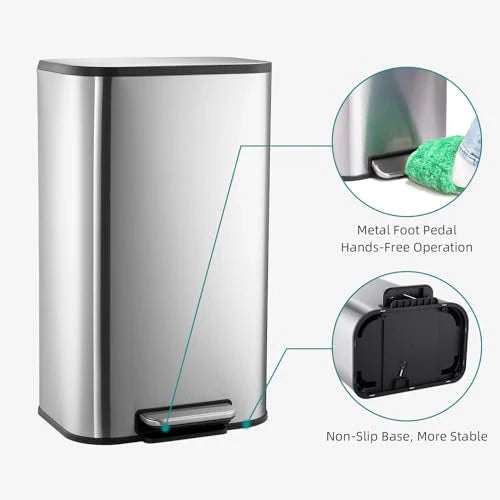 Stainless Steel I618 Trash Can – Sanded & Sealed Finish