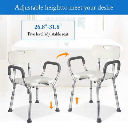 Aluminum Tube & Plastic Shower Chair – U-Shaped Seat with Backrest