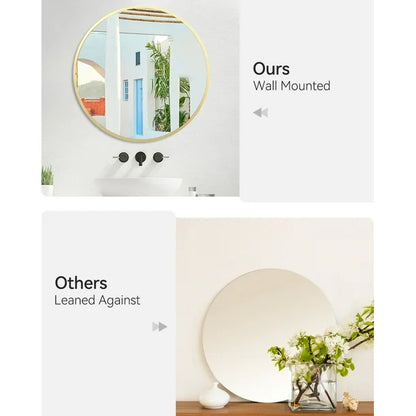 Aluminum Alloy & Resin Bathroom Mirror – 20mm Frame, Simple Wall Mount, No LED