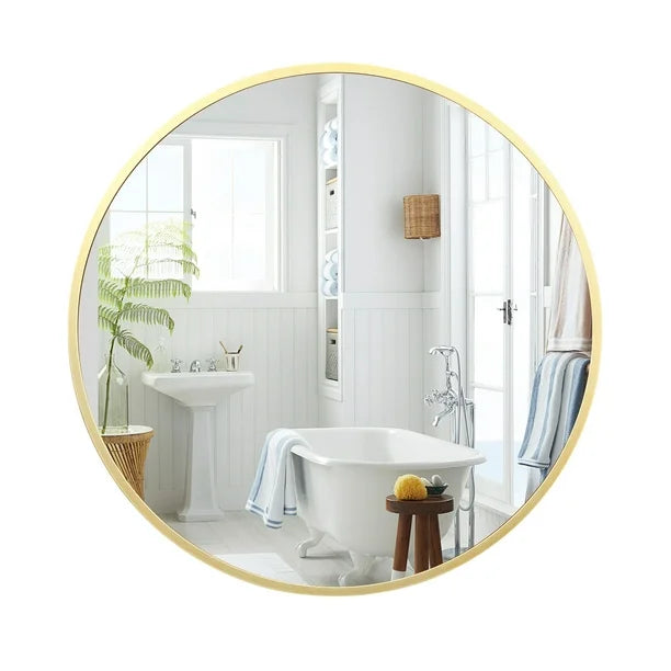 Aluminum Alloy & Resin Bathroom Mirror – 20mm Frame, Wall-Mount, No LED