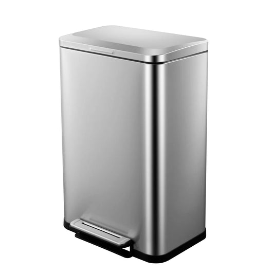50L Horizontal Pedal Trash Can – 410 Stainless Steel, PP & ABS