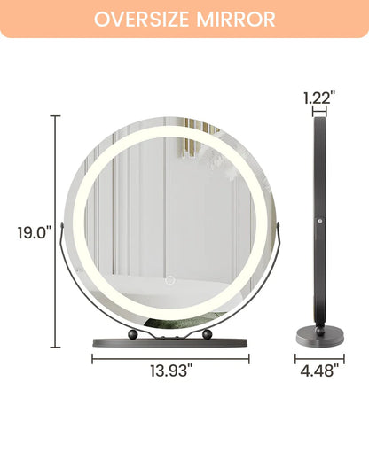 1 Set Of Aluminum Alloy + Glass Desktop Led Makeup Mirror