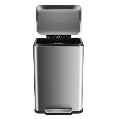 50L Horizontal Pedal Trash Can – 410 Stainless Steel, PP & ABS