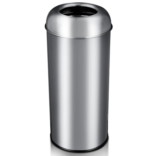 Large Stainless Steel Round Lid Commercial Trash Can – Bullet Style TC03