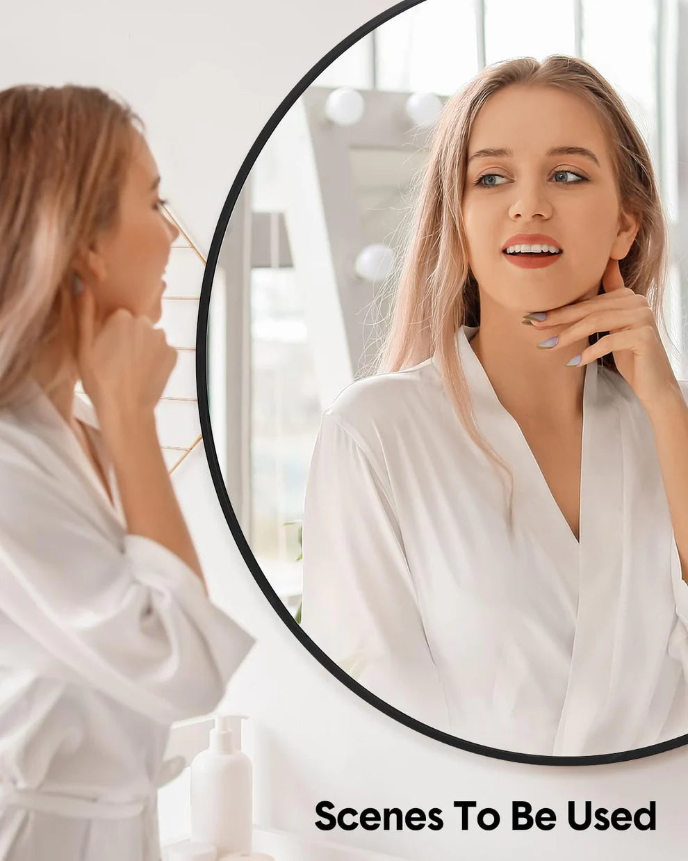 Aluminum Alloy & Resin Bathroom Mirror – 20mm Frame, Wall-Mount, No LED