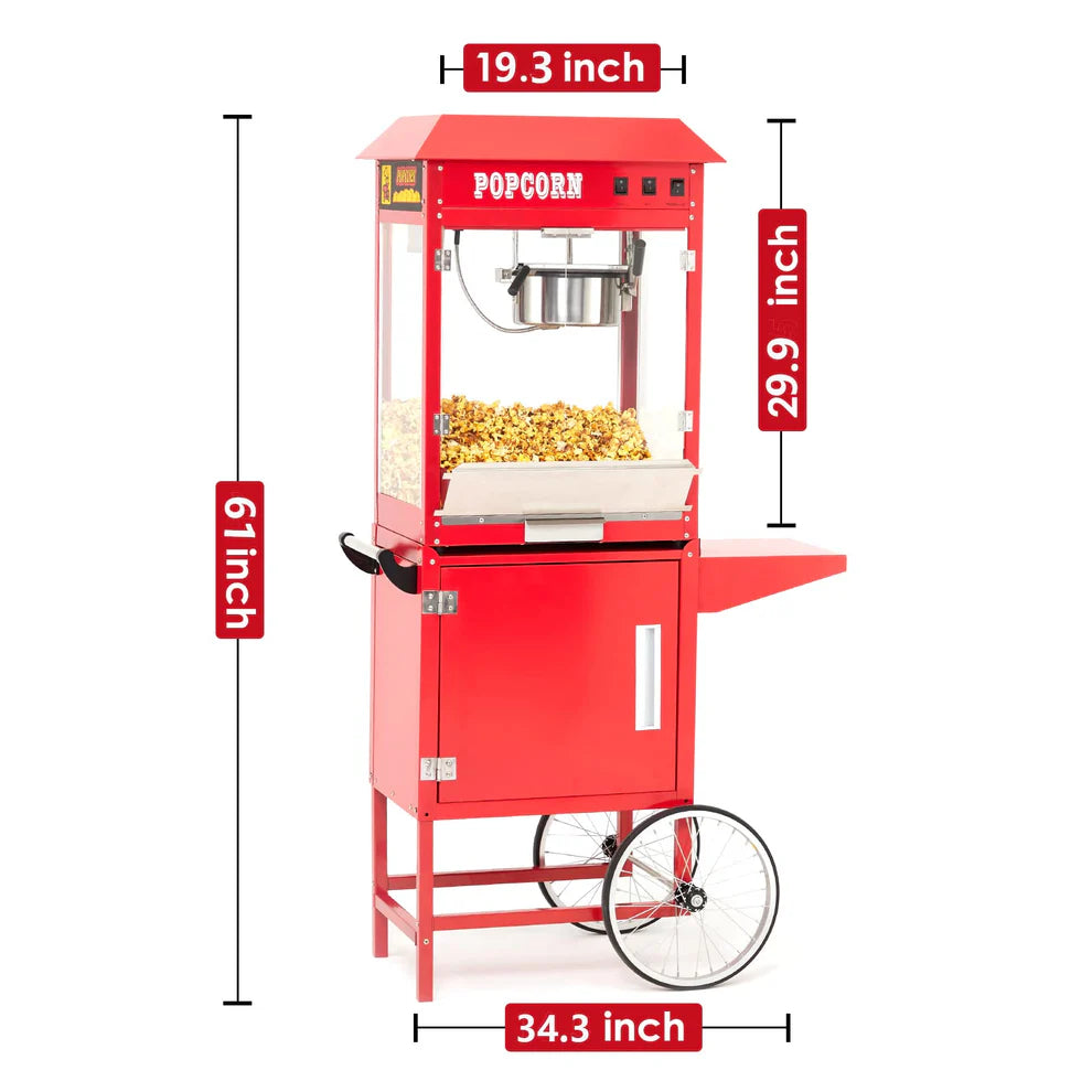 8oz Stainless Steel & Iron Popcorn Machine with Cart – 2 Units