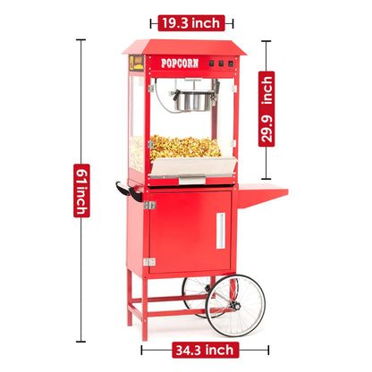 8oz Stainless Steel & Iron Popcorn Machine with Cart – 2 Units