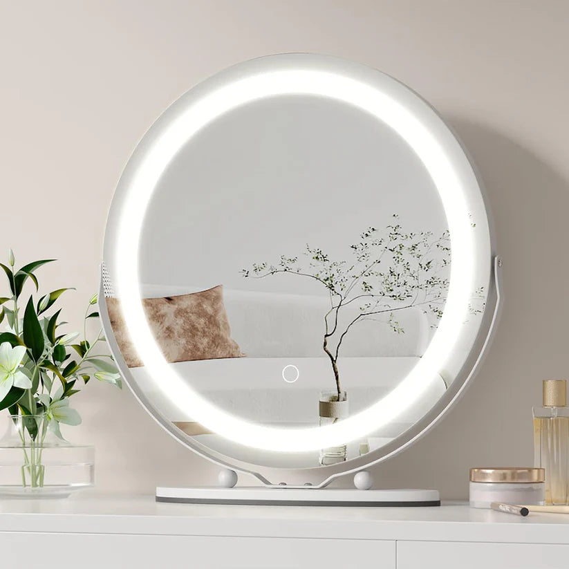 1 Set Of Aluminum Alloy + Glass Desktop Led Makeup Mirror