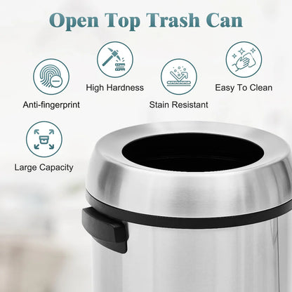 65L Commercial Trash Can – PP & ABS, 410/430 Sanded Finish, No Liner