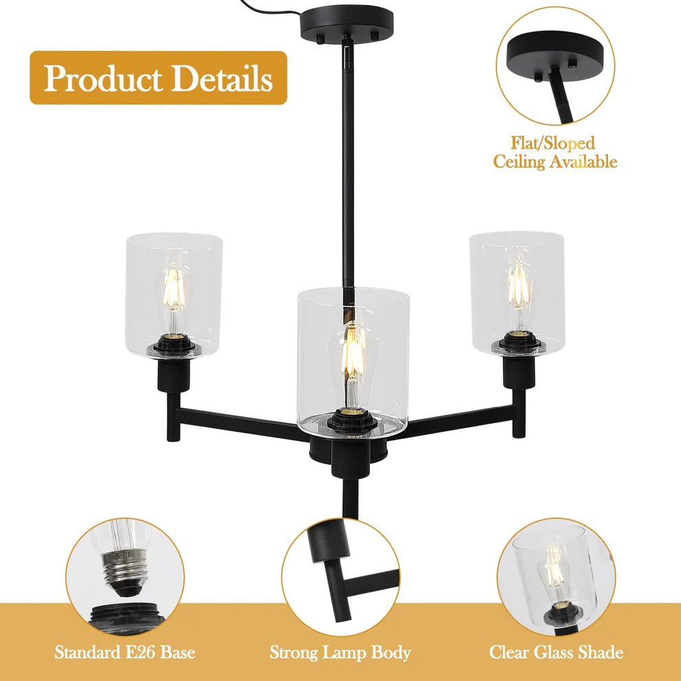 1 Iron + Glass Cover Round Glass Cover Chandelier