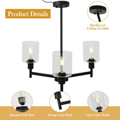 1 Iron + Glass Cover Round Glass Cover Chandelier