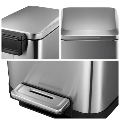 50L Horizontal Pedal Trash Can – 410 Stainless Steel, PP & ABS