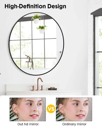 Aluminum Alloy & Resin Bathroom Mirror – 20mm Frame, Wall-Mount, No LED