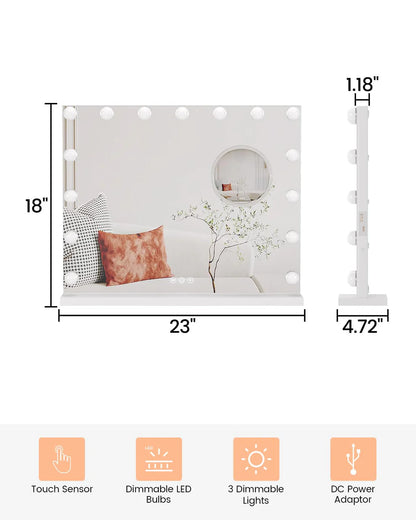 1 Set Of Aluminum Alloy + Glass Desktop Led Makeup Mirror