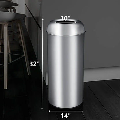 Large Stainless Steel Round Lid Commercial Trash Can – Bullet Style TC03