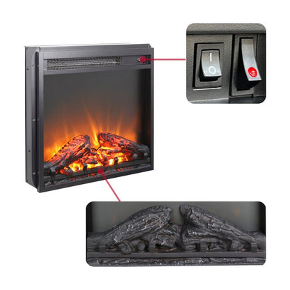 18" Electric Fireplace Insert – Realistic Log Flames with Overheat Protection