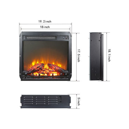 18" Electric Fireplace Insert – Realistic Log Flames with Overheat Protection