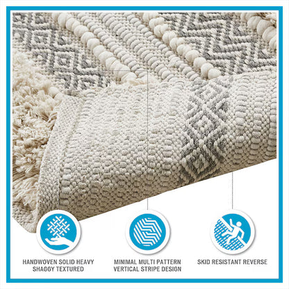 Woven Stripe Bath Rug – Non-Slip, Plush & Machine Washable