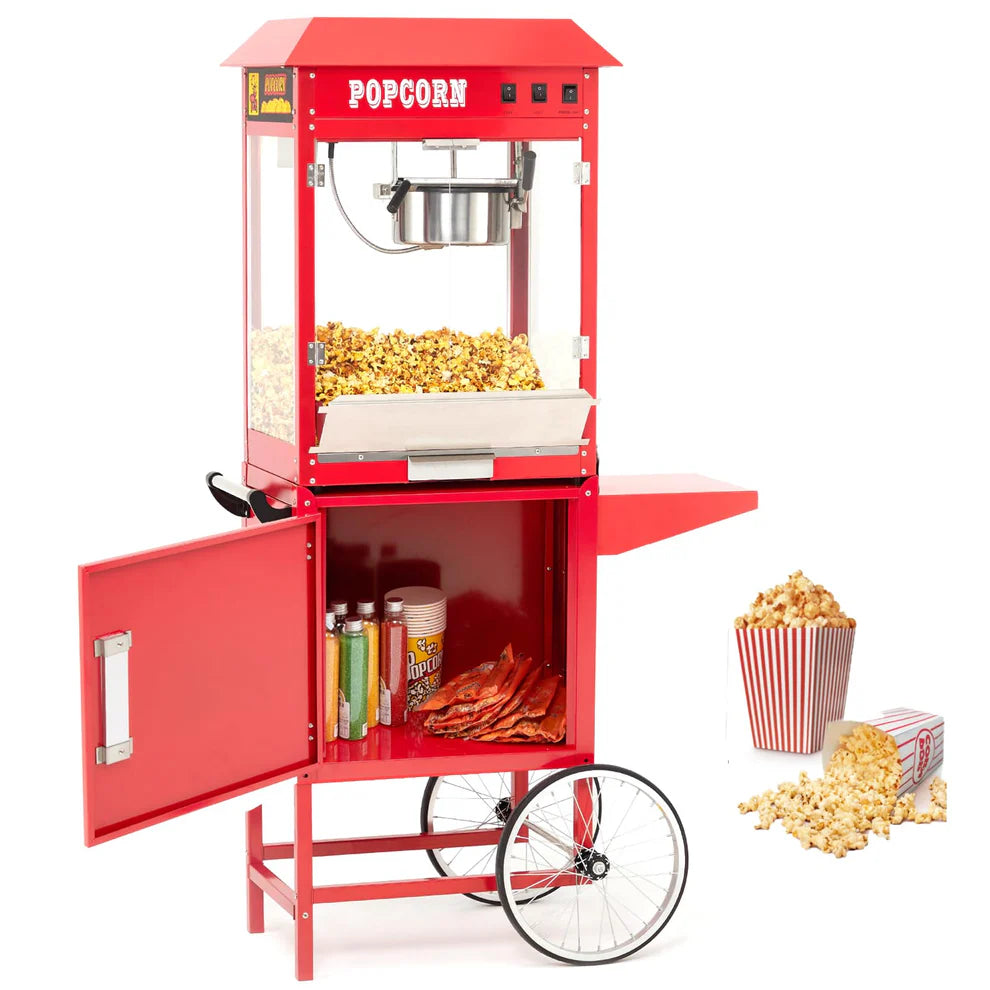 8oz Stainless Steel & Iron Popcorn Machine with Cart – 2 Units