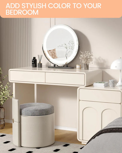 1 Set Of Aluminum Alloy + Glass Desktop Led Makeup Mirror