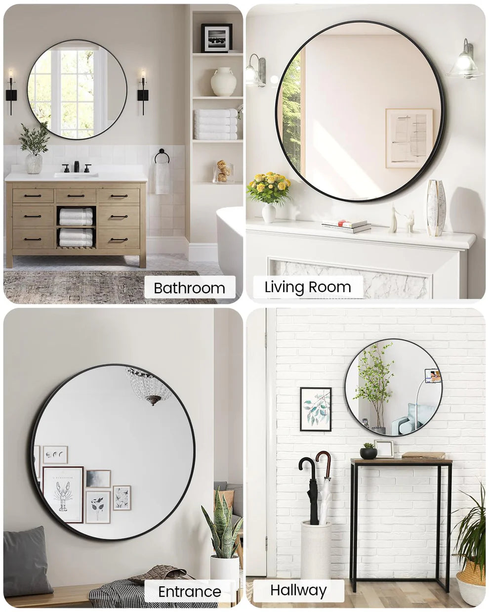 Aluminum Frame Bathroom Mirror – Eco-Friendly, Wall-Mount, No LED