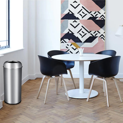 Large Stainless Steel Round Lid Commercial Trash Can – Bullet Style TC03