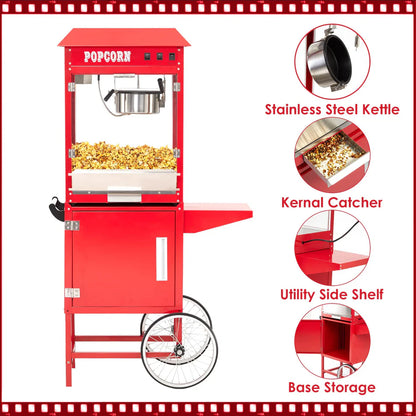 8oz Stainless Steel & Iron Popcorn Machine with Cart – 2 Units