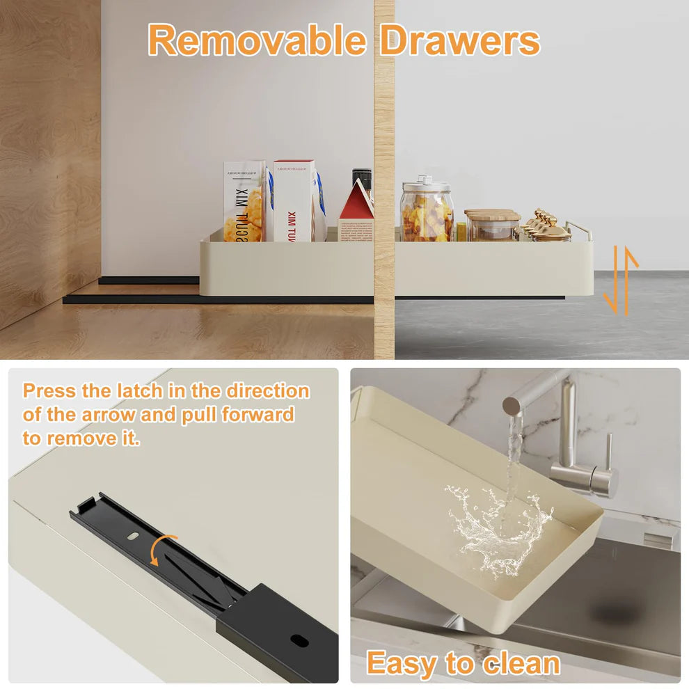 Stainless & Carbon Steel Cabinet Pull-Out Box – 43×30×7 cm