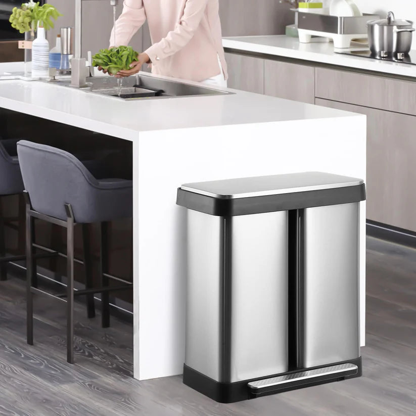 72L Stainless Steel Trash Can (36L+36L) – 410 Stainless, PP & ABS