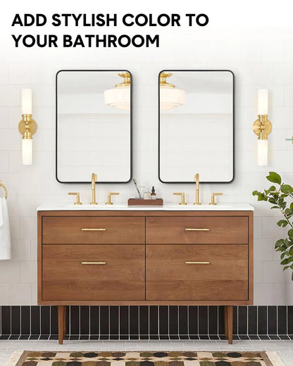 Aluminum Alloy & Resin Bathroom Mirror – 20mm Frame, Wall-Mount, No LED