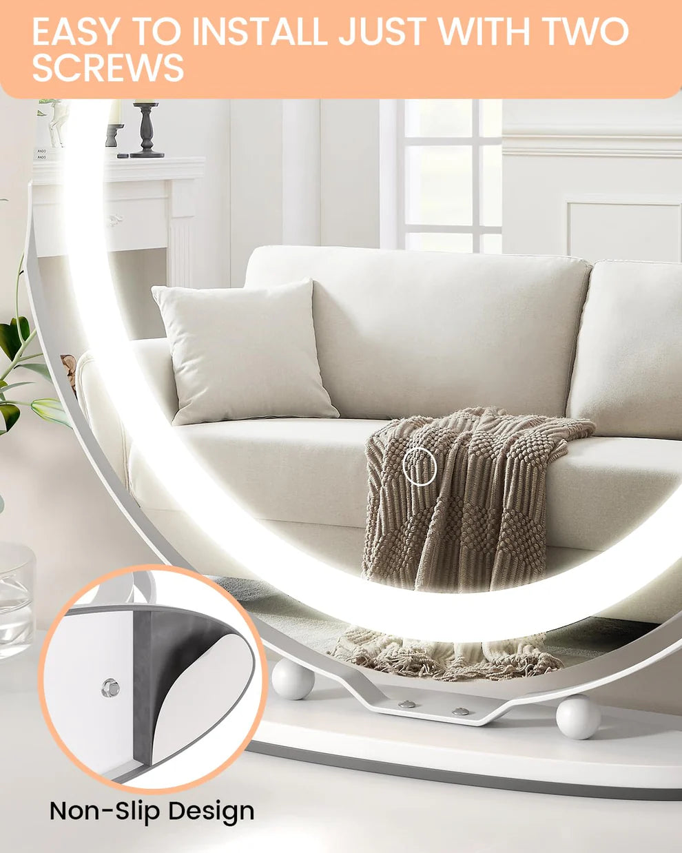 1 Set Of Aluminum Alloy + Glass Desktop Led Makeup Mirror