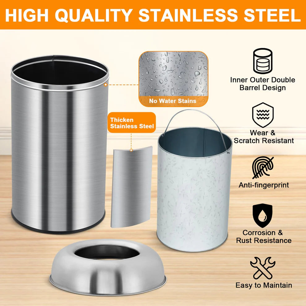 Stainless Steel Direct-Throw Hopper Trash Can